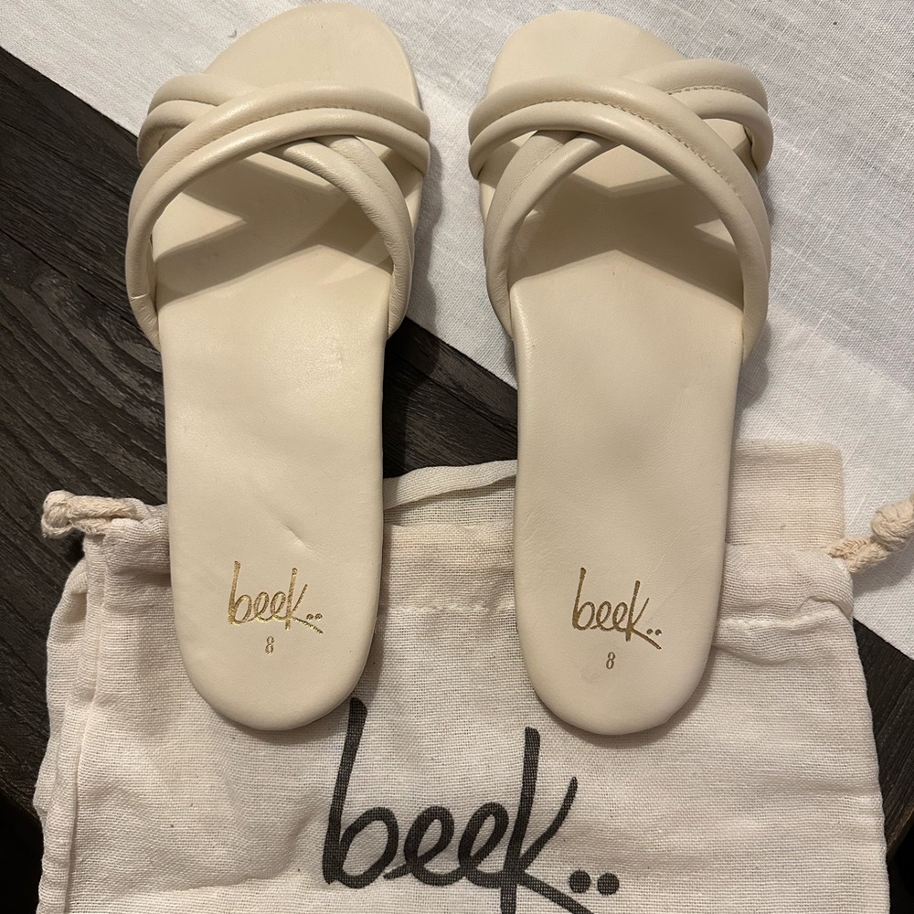 beek Cream Sandals with Criss-Cross Straps